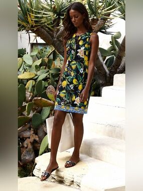 Boston Proper Lemon Floral Straight Shift Dress 0